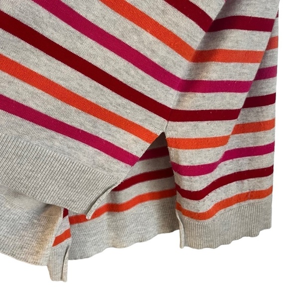 Lane Bryant V-Neck Striped Sweater Gray w/Pink,Red,Orange Stripes Sz 14/16 - Picture 4 of 9